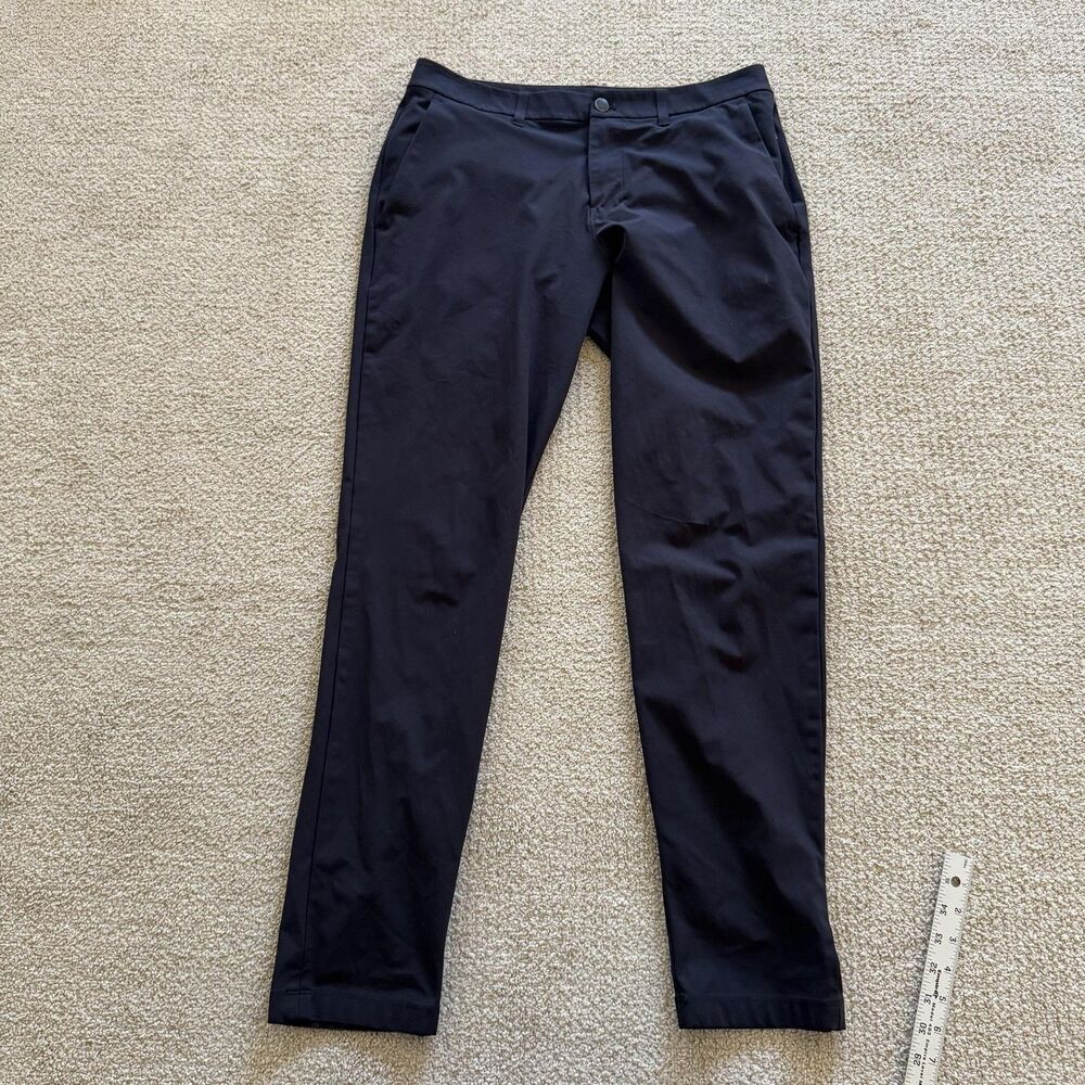 Lululemon ABC Pants Mens 32x32 Black Slim Chino Microfiber Tapered Casual Travel